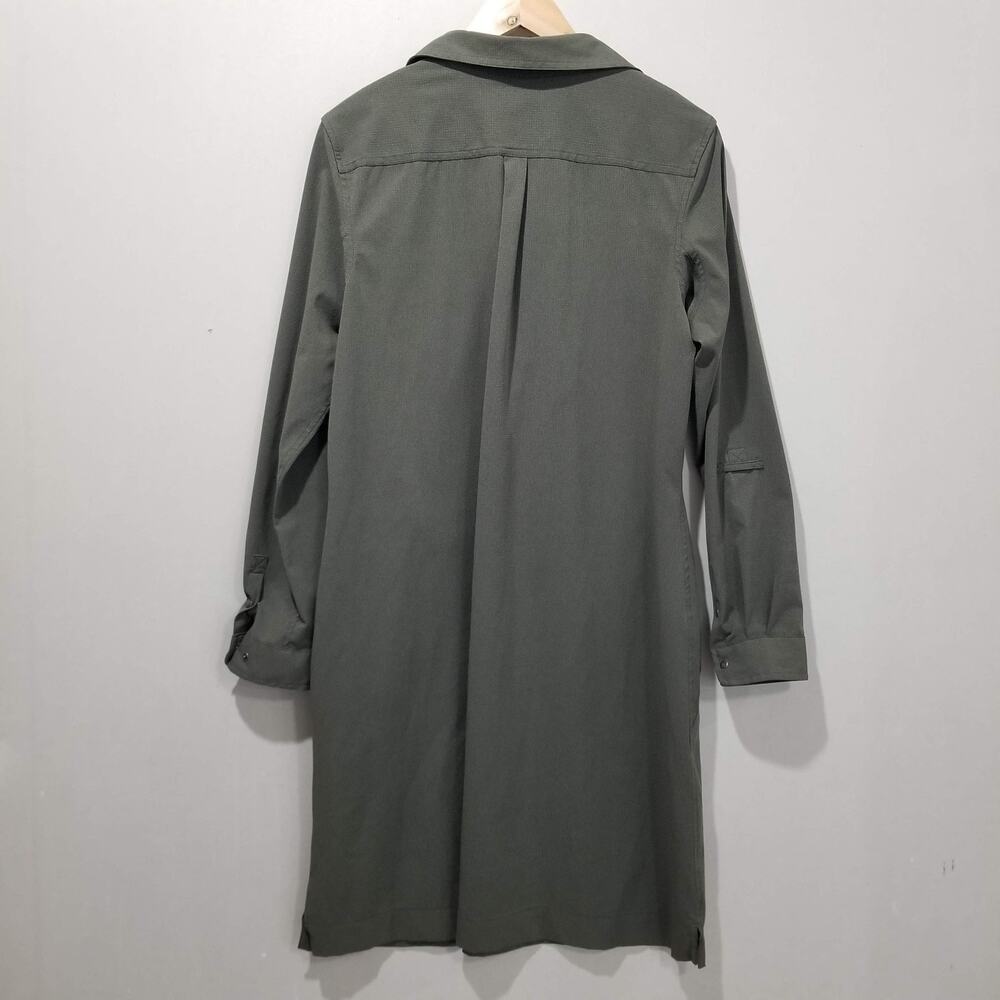 Duluth Trading Dress Womens Large Green Breezeshooter Shirt Dress Ripstop - Picture 2 of 7